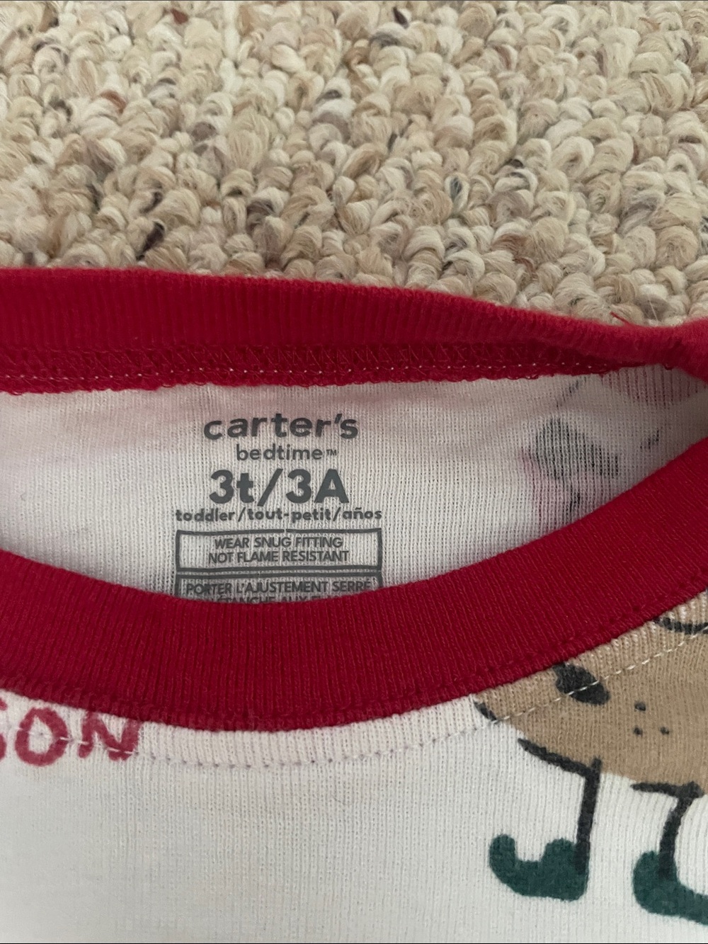 Carters Kids Christmas Pajama Tops - Red, White, Pink - Picture 4 of 7